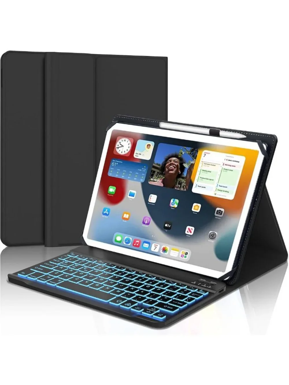 Universal Backlit Tablet Keyboard Case for 9-11” Tablets, Wireless Folio Cover
